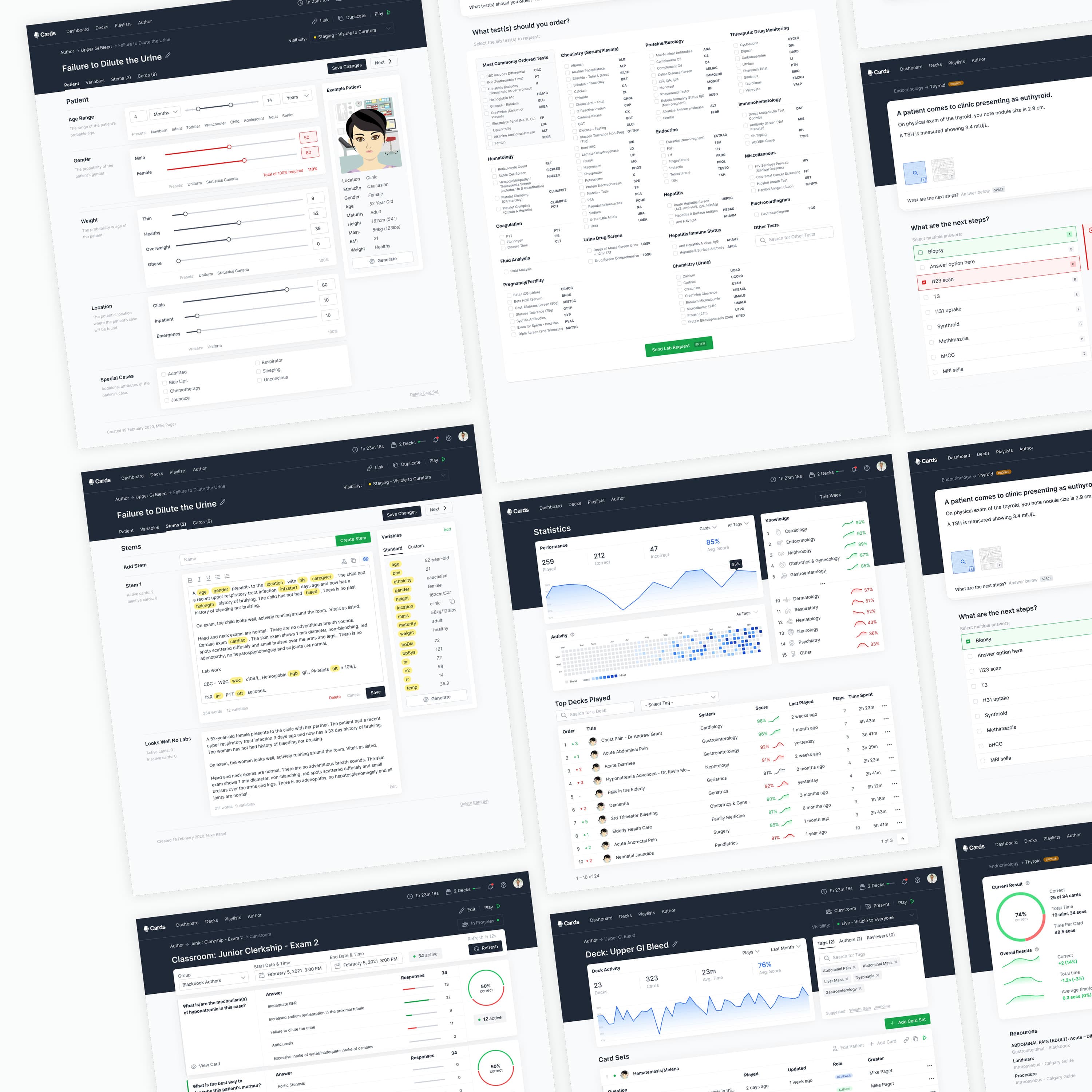 Screens - Product Design and Front-End Development for a flashcard learning tool